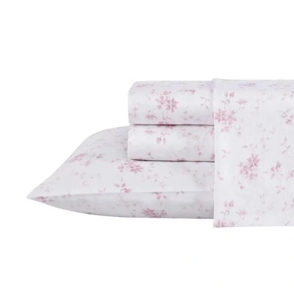 Laura Ashley Garden Muse Queen Sheet Set NWT | Pink Floral 300TC 100% Cotton